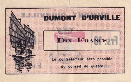 Indo-Chine Fr. 10 Francs - Dumont D\'Urville - 1936 - F0578 - Kol.211