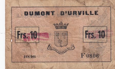 Indo-Chine Fr. 10 Francs - Dumont D\'Urville - 1936 - F0806 - Kol.211