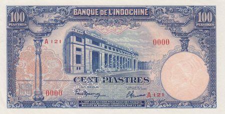 Indo-Chine Fr. 100 Piastres - Banque - Bateau - Spécimen - Kol.186