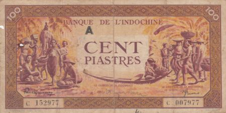 Indo-Chine Fr. 100 Piastres Marché - 1942 - Lettre A - C 007977
