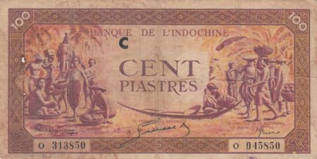 Indo-Chine Fr. 100 Piastres Marché - 1942 - Lettre C O 313850