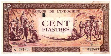 Indo-Chine Fr. 100 Piastres Marché - 1942 - Lettre G 032863