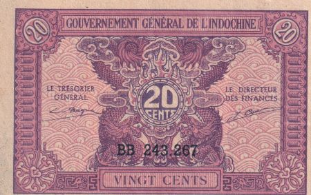 Indo-Chine Fr. 20 Cents - Rose - ND (1942) - Série BB - P.90