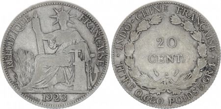 Indo-Chine Fr. 20 Cents Liberté assise - A-PARIS - 1923
