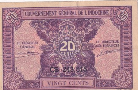 Indo-Chine Fr. 20 Cents ND (1942) - Série CB 243.515