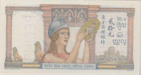 Indo-Chine Fr. 20 Piastres Femme casquée ND 1936-39, Spécimen - PCGS MS 62