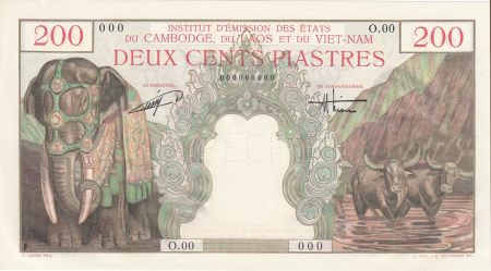 Indo-Chine Fr. 200 Piastres Eléphant - Bao Dai - Spécimen - p.Neuf