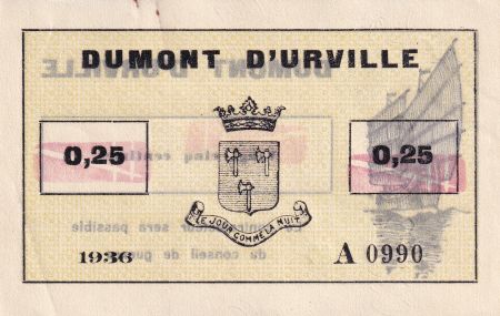 Indo-Chine Fr. 25 Centimes - Dumont D\'Urville - 1936 - A0990 - Kol.206b