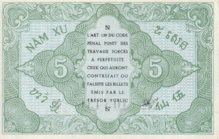 Indo-Chine Fr. 5 Cents ND (1942) - Série 403435 E - P.NEUF
