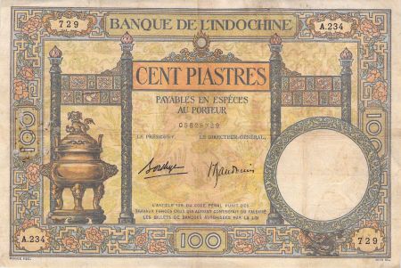 Indo-Chine Fr. INDOCHINE - 100 PIASTRES 1936 / 1939