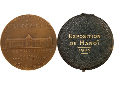 Indo-Chine Fr. INDOCHINE, EXPOSITION DE HANOI, 1902/1903 - ECRIN ET MEDAILLE BRONZE - O. ROTY
