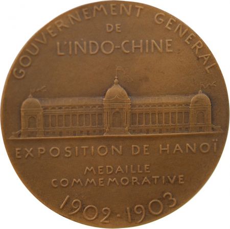 Indo-Chine Fr. INDOCHINE, EXPOSITION DE HANOI, 1902/1903 - ECRIN ET MEDAILLE BRONZE - O. ROTY