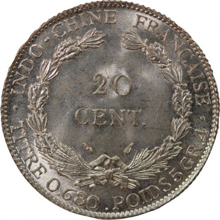 Indo-Chine Fr. INDOCHINE FRANCAISE - 20 CENTIMES ARGENT 1937