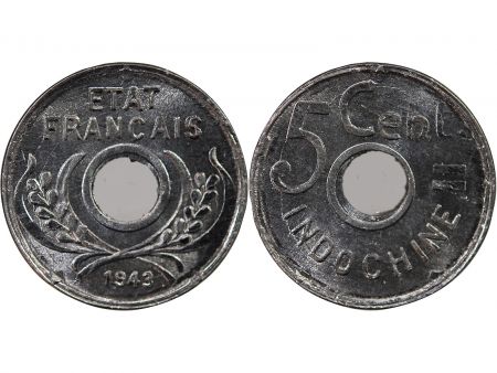 Indo-Chine Fr. INDOCHINE FRANCAISE - 5 CENTIMES 1943