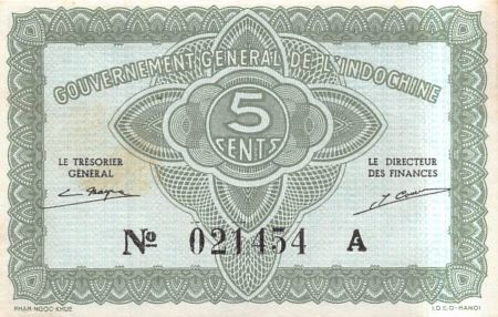 Indo-Chine Fr. INDOCHINE FRANCAISE - 5 CENTS 1942