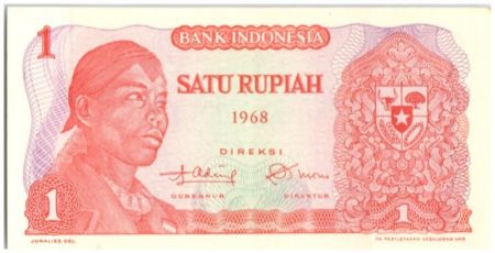 Indonésie 1 Roupies Général Sudirman - Femme récolte du copra - 1968