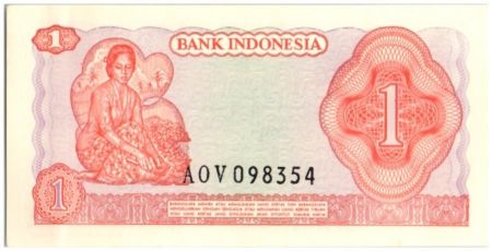 Indonésie 1 Roupies Général Sudirman - Femme récolte du copra - 1968