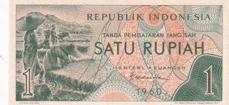 Indonésie 1 Rupiah - Agriculture - 1960 - Série XAV - P.76
