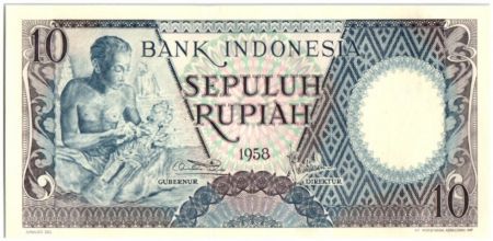 Indonésie 10 Rupiah Homme scultant