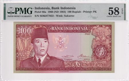 Indonésie 100 Rupiah Président Sukarno - 1960 - PMG58 EPQ