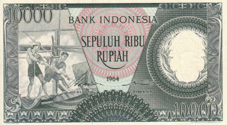 Indonésie 10000 Rupiah - Travailleurs - Rivière - 1964 - Série CPU - P.NEUF - P.100a