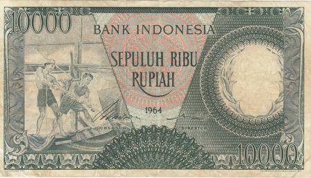 Indonésie 10000 Rupiah - Travailleurs - Rivière - 1964 - Série QNL