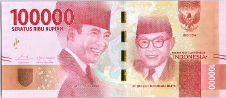 Indonésie 100000 Rupiah Soekarno - Dr. Mohammad Hatta 2016 (2017)