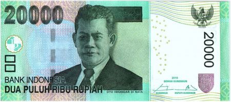 Indonésie 20000 Rupiah Oto Iskandar di Nata - 2016
