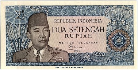 Indonésie 2.5 Rupiah,  Président Sukarno - Danseur - 1964 - P.81 a