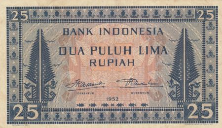 Indonésie 25 Rupiah Imprimé de vêtements - 1952