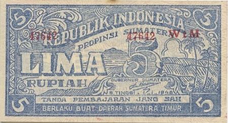 Indonésie 5 Rupiah Bleu