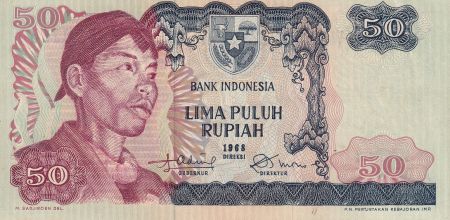 Indonésie 50 Rupiah - Général Surdirman - 1968 - Série WAB - SPL - P.107