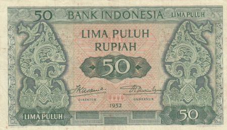 Indonésie 50 Rupiah Arbres stylisés - 1952