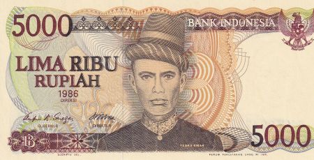 Indonésie 5000 Rupiah - Teuku Umar - Menara Kudus - 1986 -  Série OUT - NEUF - P.125