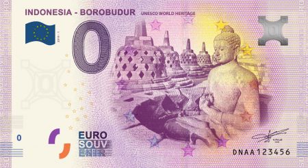 Indonésie Billet 0 Euro Souvenir - Temple de Borobudur - Indonésie 2019