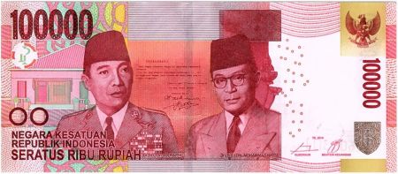 Indonésie New2.2014 100000 Rupiah, Soekarno et Hatta - 2014 (Negara Kesatuan)