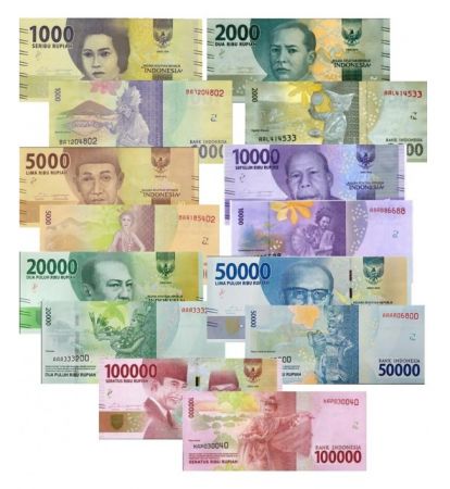 Indonésie Série 7 billets 2016 - Nouvelle Gamme 1000 à 100000 Rupiah