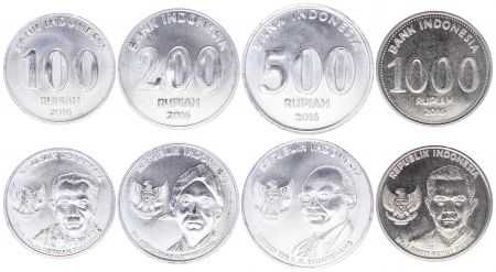 Indonésie Série de 4 pièces 100 à 1000 Rupiah 2016