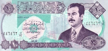 Irak 10 Dinars Saddam Hussein - Statue