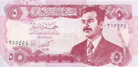 Irak 5 Dinars - Saddam Hussein - 1992  - P.80