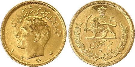 Iran 1/2 Pahlavi 1355 (1977) - Shah Reza Pahlavi -  Or