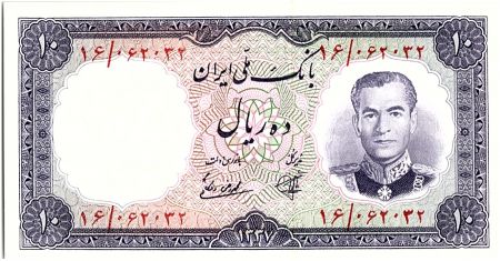 Iran 10  Rials , Mohammad Reza Pahlavi - 1958 -  P.68