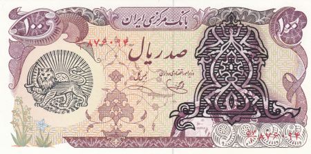 Iran 100 Rials ND 1979 -  Shah, surcharge sur portrait - Lion