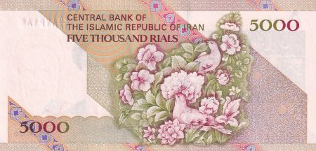 Iran 5000 Rials -  Khomeini - Fleurs et oiseaux - 2010 - P.145f