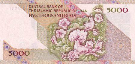 Iran 5000 Rials - Khomeini - Fleurs, oiseaux - 2010 - P.145f