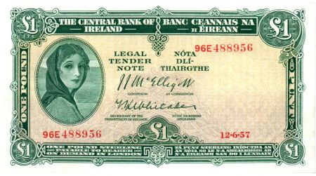 Irlande 1 Pound 12-06-1957 -  Lady Lavery