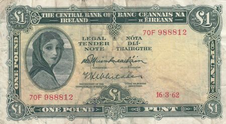 Irlande 1 Pound 16-03-1962 -  Lady Lavery - Série 70F