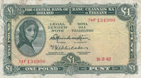 Irlande 1 Pound 16-03-1962 -  Lady Lavery - Série 74F