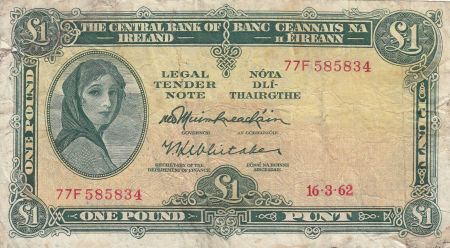 Irlande 1 Pound 16-03-1962 -  Lady Lavery - Série 77F