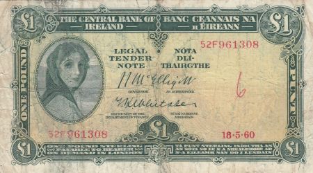 Irlande 1 Pound 18-05-1960 -  Lady Lavery - Série 52F 3ème ex.